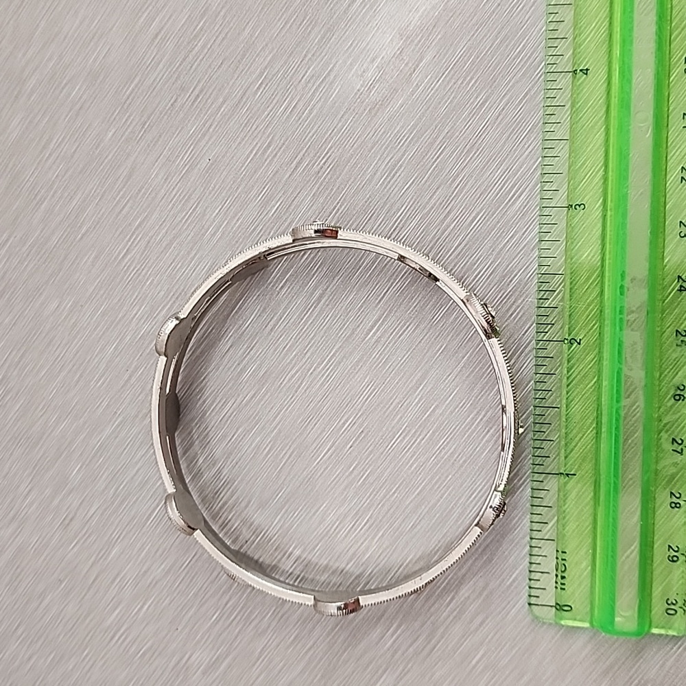 Silvertone and Rhinestone Bangle Bracelets (pair) - Picture 3 of 3